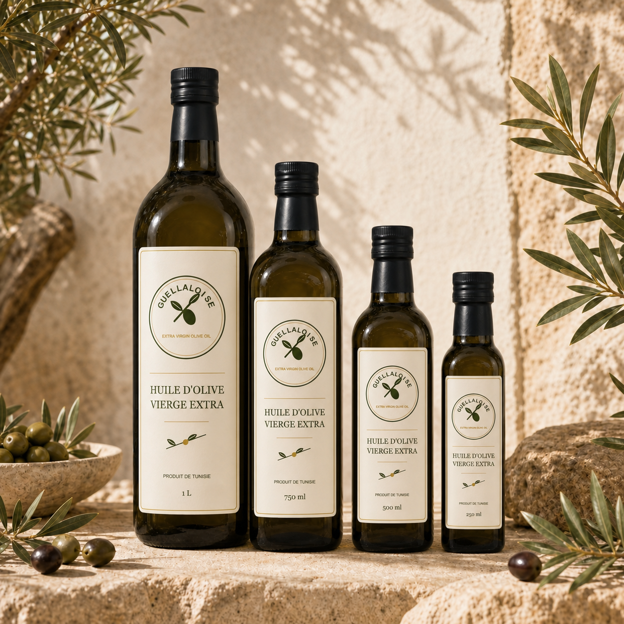 Collection GUELLALOISE : bouteilles 1 L, 750 ml, 500 ml et 250 ml